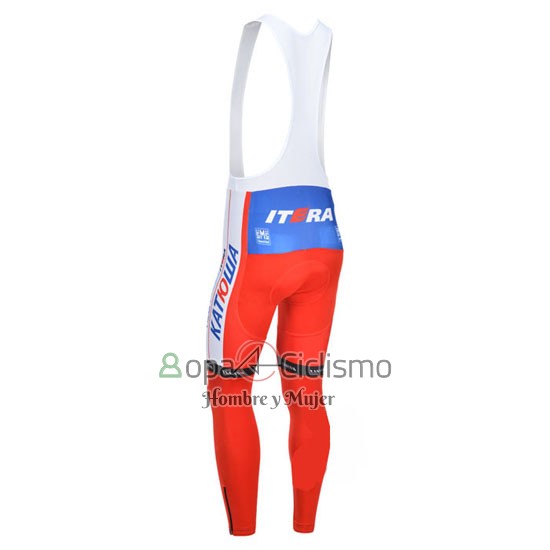 Katusha Ropa Ciclismo Culotte Largo 2013 Mangas Largas Blanco y Rojo